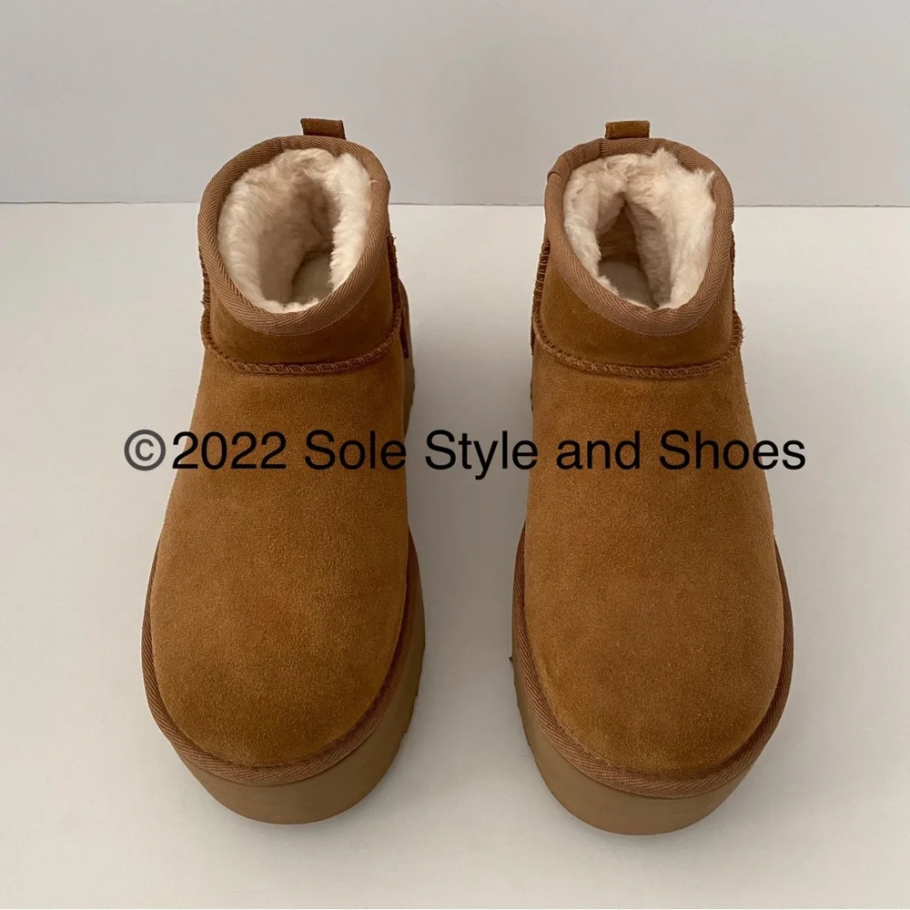 UGG Classic Ultra Mini Platform Boots Chestnut 8 RETAIL $170 - Picture 6 of 12